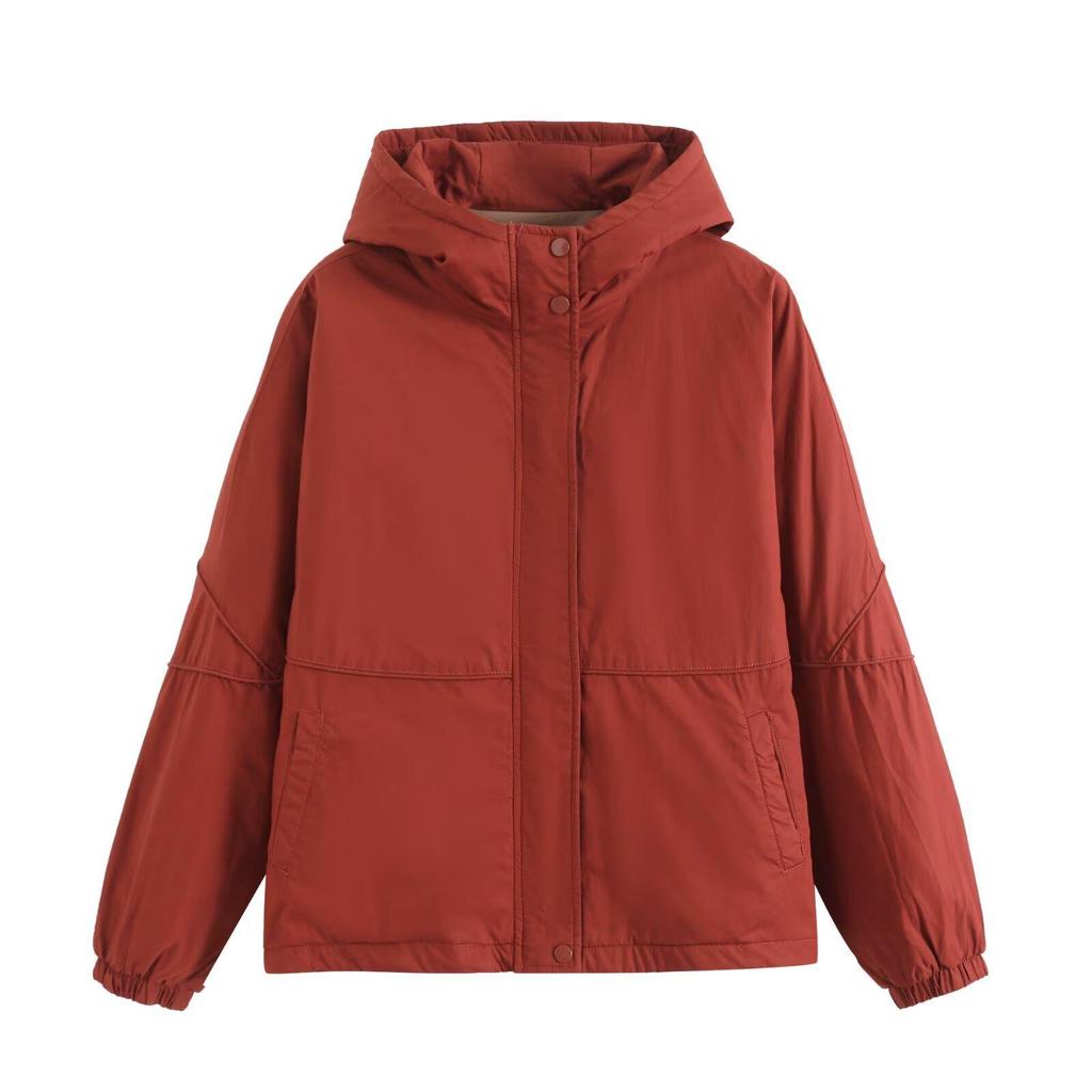 2024 Autumn Women's Fashion: European & American Style Hooded Long Sleeve Cotton Jacket - Versatile, Simple, Loose Fit In Five Colors.