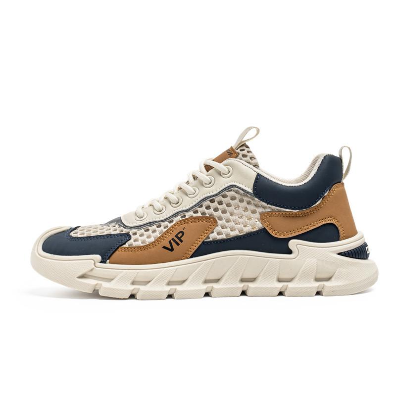 

Мужская обувь сетчатая дышащая сетчатая обувь лето новая мужская подростковая тонкая толстоподошвенная низкая шнуровка спортивная и повседневная обувь 39