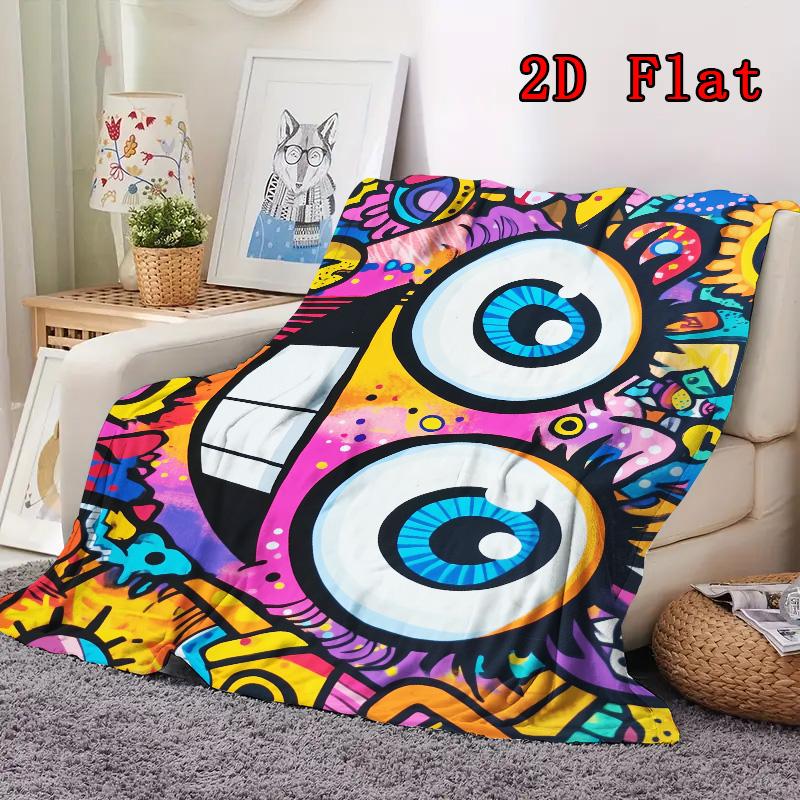 Colorful Graffiti Art 2D Flat Pattern Flannel Blanket High quality All Seasons Warmth and Comfort Perfect for Christmas Gifts.MMT0918164