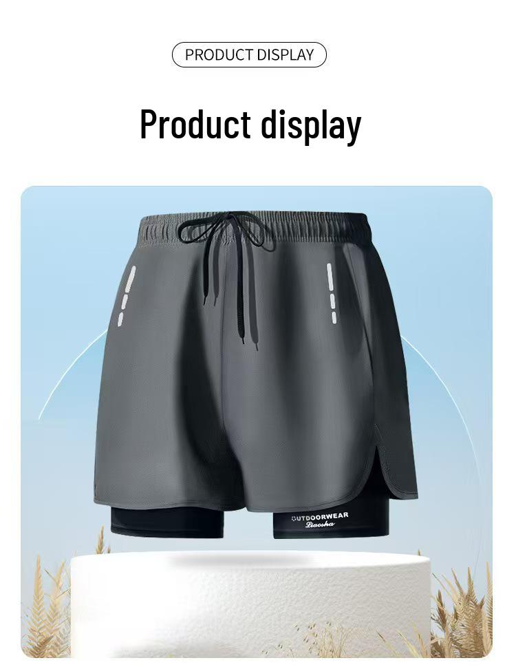 Men’s Quick-Drying Swim Trunks with Double-Layer Anti-Embarrassment Design for Beach and Sports Activities