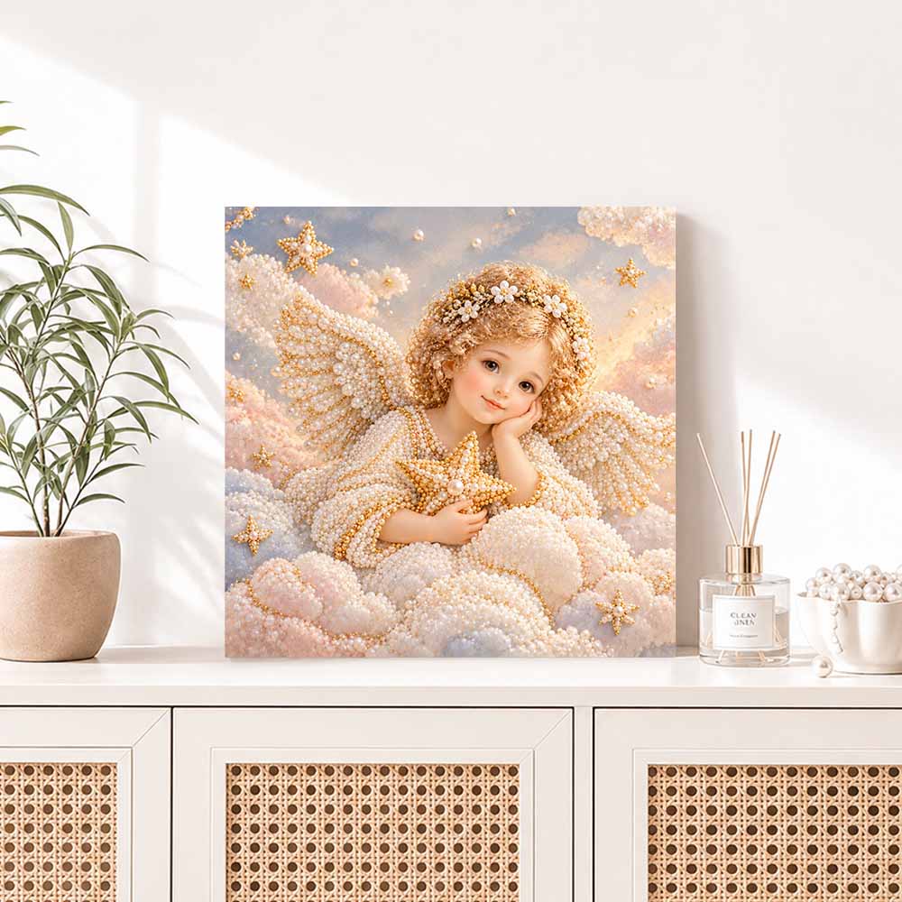 Pearl Painting 5D DIY Decorative Painting. Cute Birthday Gift. Angel Star Clouds Handmade Art Painting