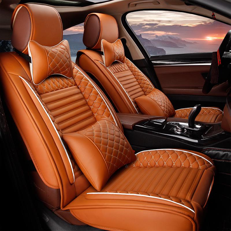 Universal Breathable Leather Car Seat Cover with Lumbar Support - Multi-Color Summer Cushion