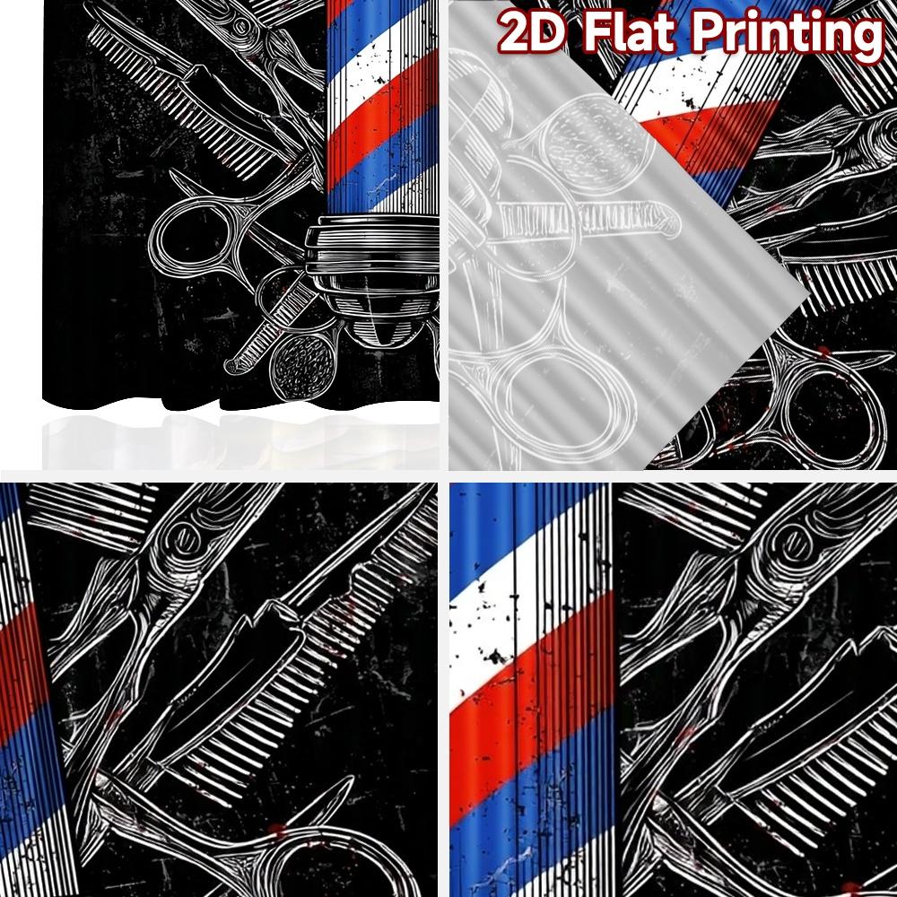 2D Flat Printing 2pcs Curtain Drapes Barber Pole Design Digital Printed Polyester Drapes Party Decorations Perfect for Holiday