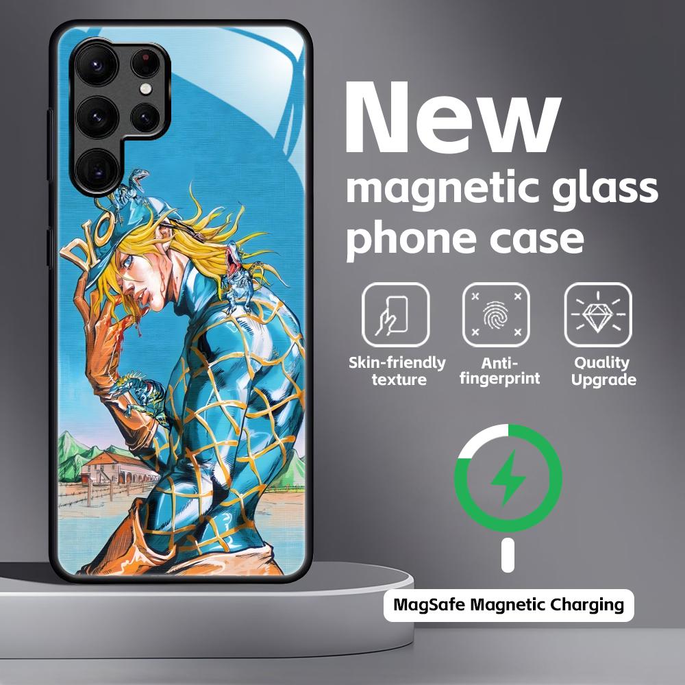 HOT JOJO Steel Ball Run Phone Case For Samsung S26 S25 S24 S23 S22 S21 Plus Ultra Note20 Glass Magnetic Case
