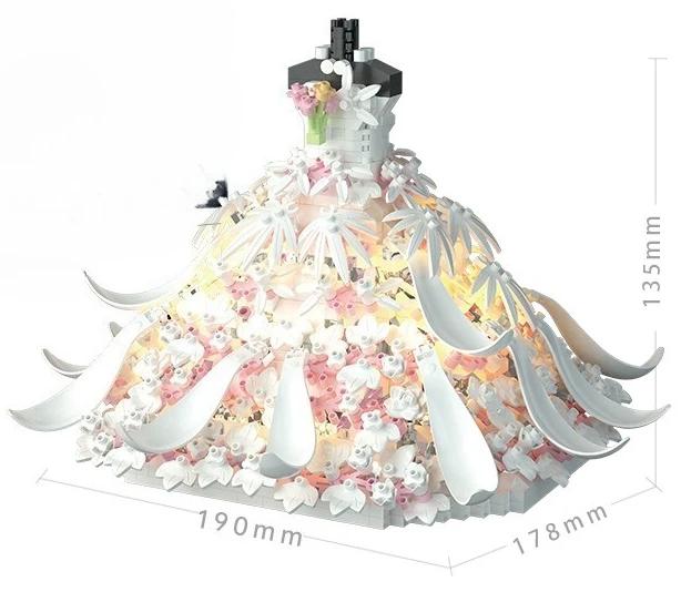 

MZ-419 Wedding Dress Love, Eternal Flower Building Blocks, Couples Valentine s Day Gift, Wedding Souvenir