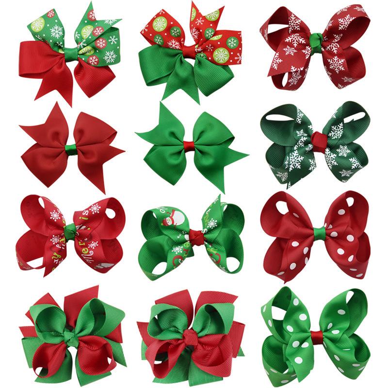 12 ПК / набор Baby Girl Рождественский бутик Cheer Bows волосы клип повязки – купить по низким ценам в интернет-магазине Joom