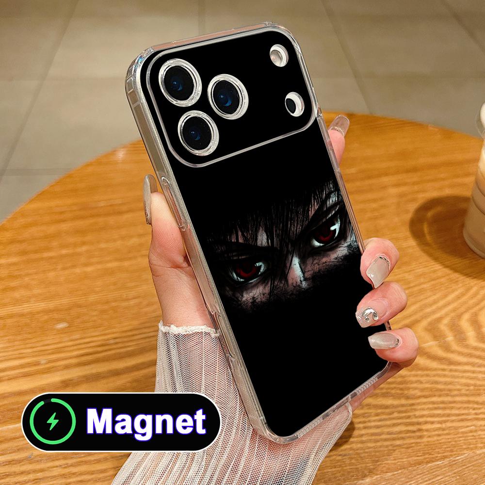 Anime Eyes Phone Case for iPhone 17 16 15 14 13 12 11 Air Pro Max Plus Mini Soft TPU Clear Magsafe Cover