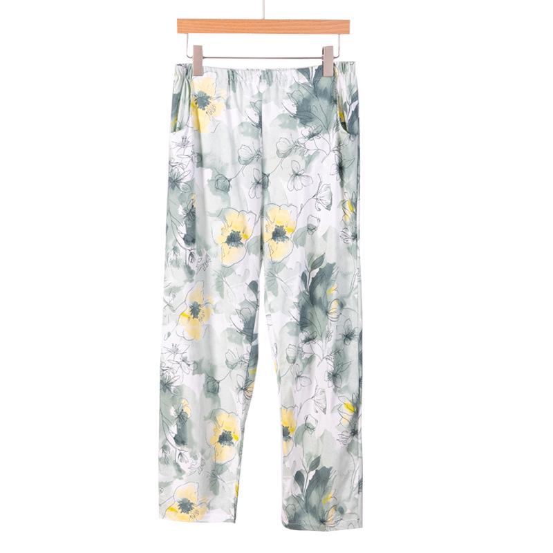 

Женские трикотажные пижамные брюки из чистого хлопка - Весна/Лето, Свободный крой, Большой размер, Эластичная талия, Защита от комаров 3XL (140-160 lbs)