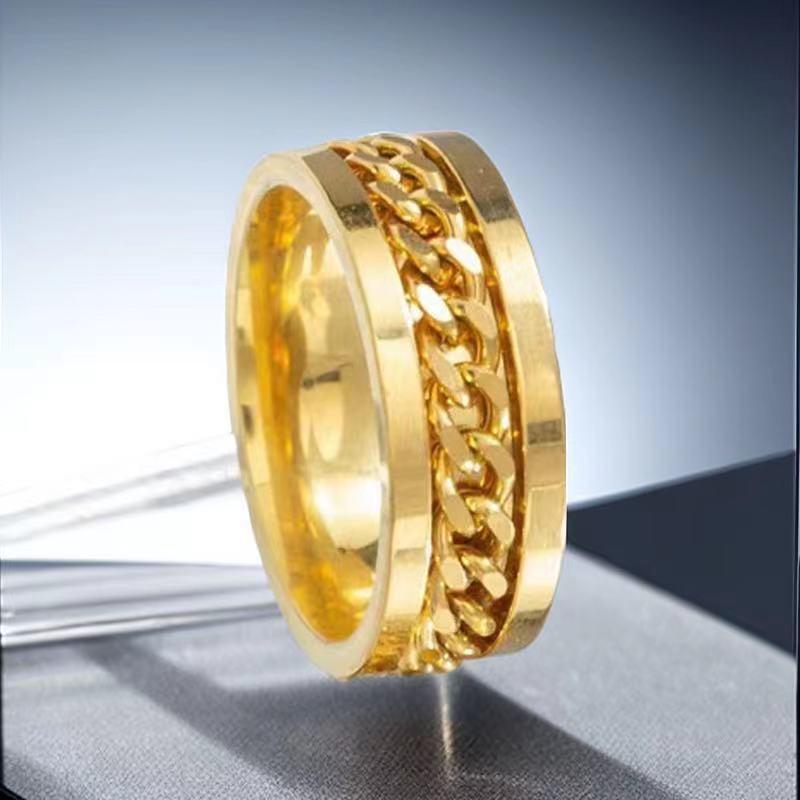 Men's Stainless Steel Rotating Ring: Hip Hop Chain Style, Fade-Resistant, Opens Bottles