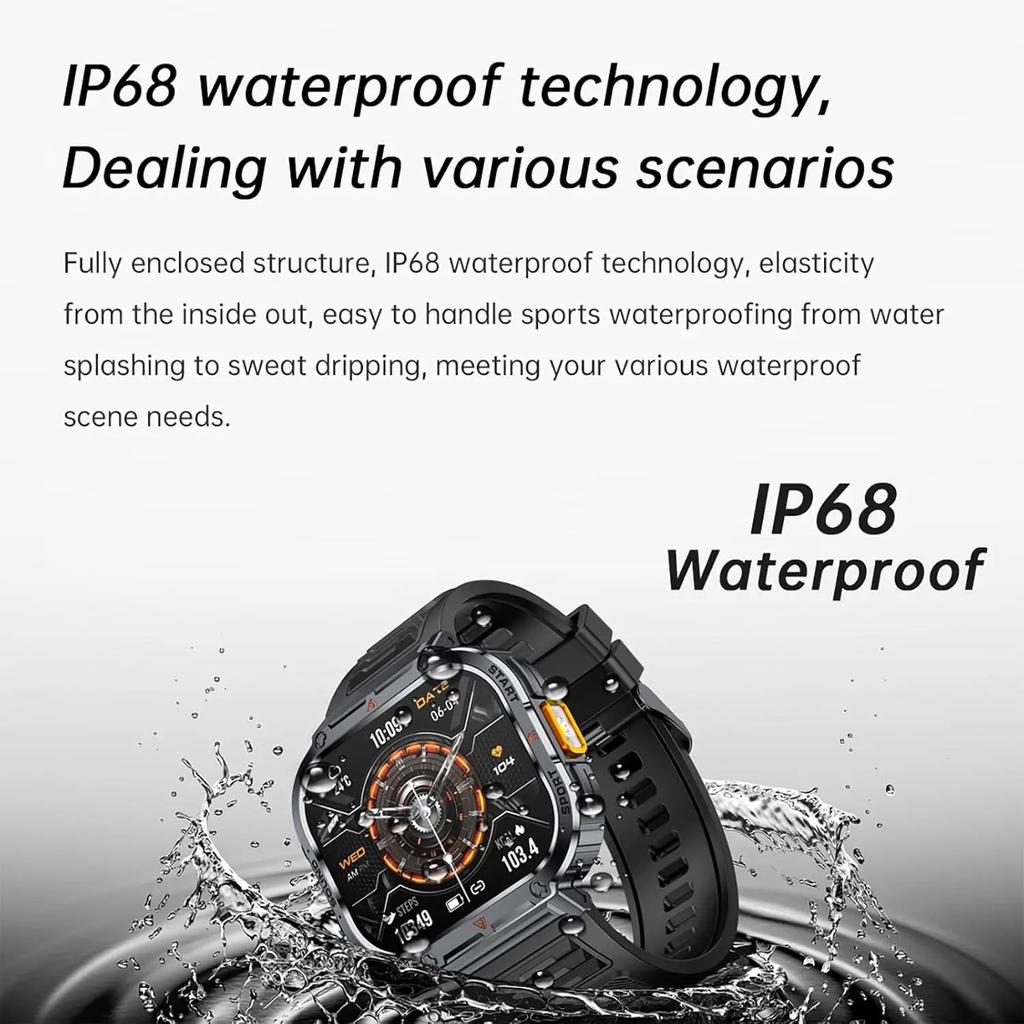 New Smart Watch Men LED Light Flashlight BT Call Music Player Sport Fitness Bracelet Calories Ultra Large Screen Smartwatch