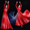 Saia de Dança de Performance Vermelha Fluida Grande Balanço Feminina