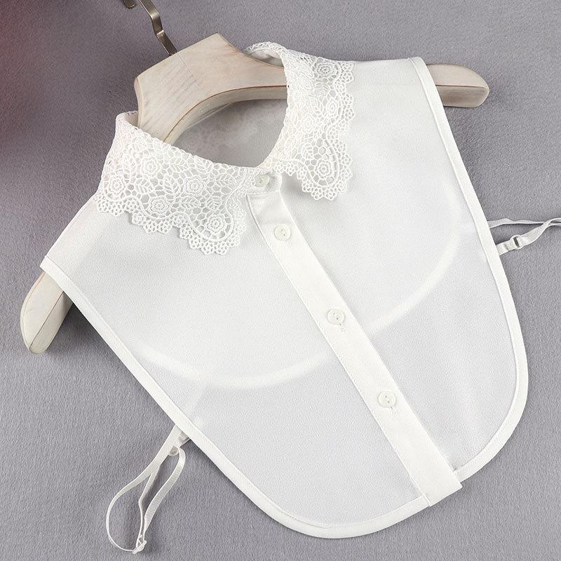Korean Style Versatile Chiffon Floral Embroidered Fake Collar Shirt Accessories цветочный