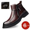 Herren Kuhleder Höhensteigernde Stiefel 6CM Seitenreißverschluss Hoher Schaft Winter Aufzugsschuhe Warme Wolle Fleece Gefüttert Knöchelhohe Stiefel für Herren