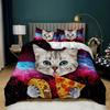 Cats Duvet Cover Set Twin For Girl Chic Cute Cat Pattern Bedding Set 3D Cat Comforter Cover Animal 2/3Pcs Polyester Quilt Cover