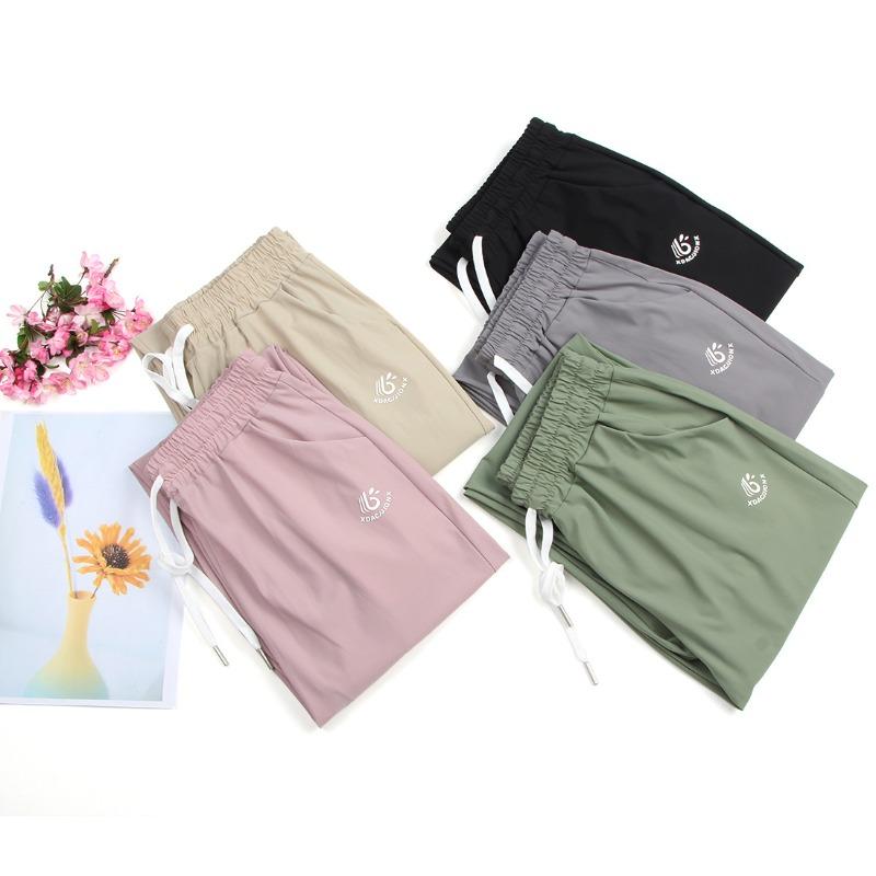 Summer new quick-drying pants women's summer thin ice silk pants summer women's elastic pants pink pants leggings sweatpants sun protection