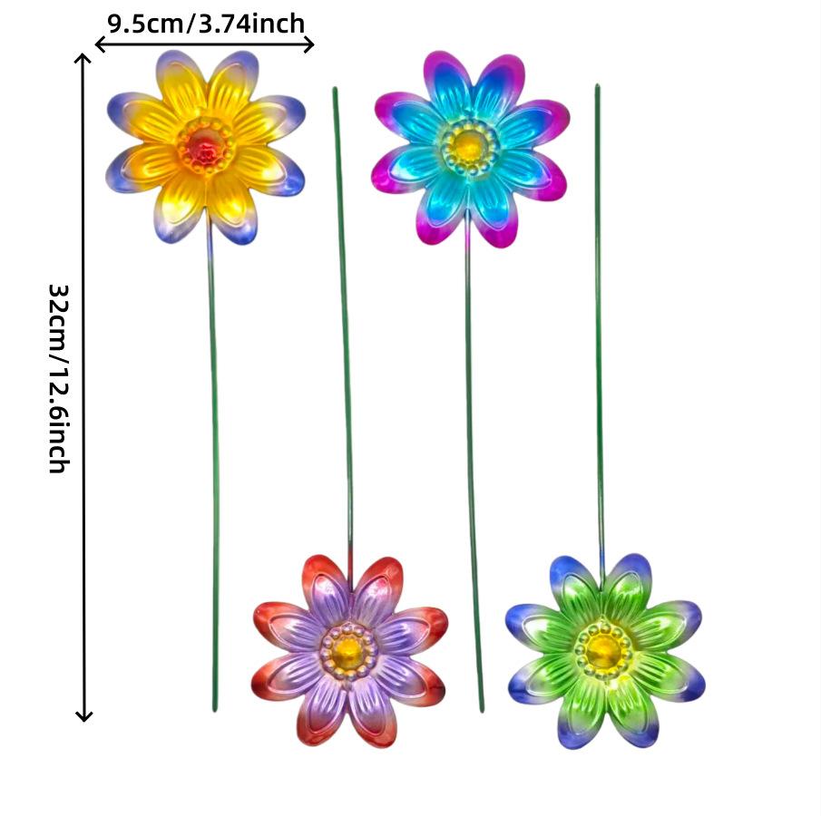 

4Pcs 2.5D Colorful Floral Metal Garden Stakes, Weatherproof Vibrant Flower Yard Art, Easy Insert Lawn Patio Landscape Ornaments