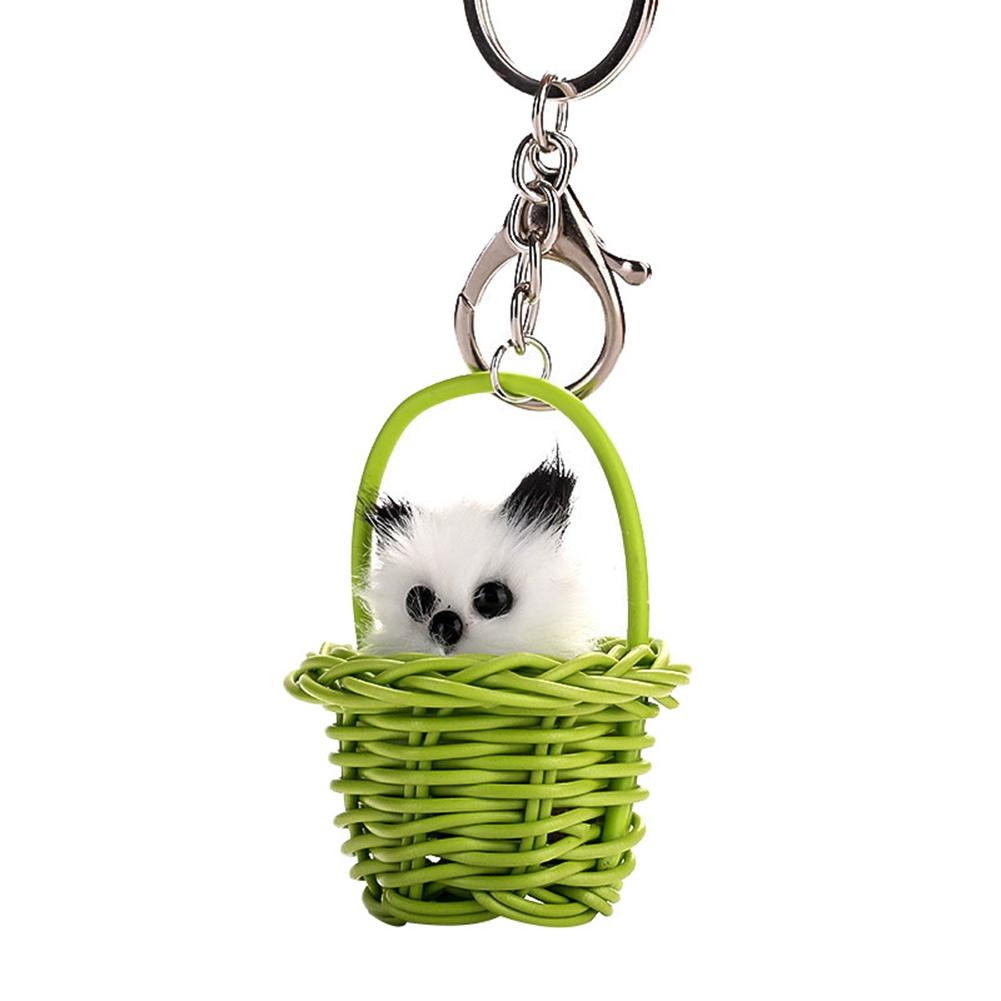 Lovely Plush Cat Pendant Keychain Metal Cute Ring Bag Car Ornament(Khaki)