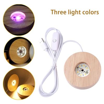 Figure Display Stand Minimalistic Wide Application 3 Colors USB Port 1.2W Illumination Oak DIY Wood Lamp Base Night Supply