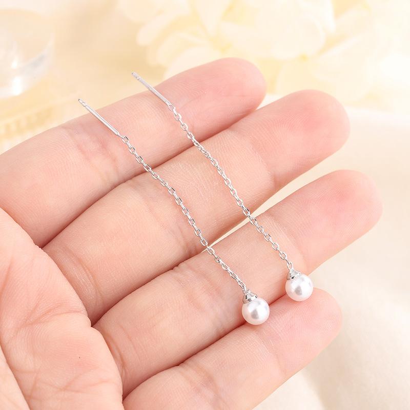 S925 Silver Freshwater Pearl Long Tassel Earrings Elegant Dangle Drop Earrings For Women Fashion Jewelry