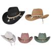 Braided Straw Hat Cowboy Hat Beach Panama Hat for Wedding Party Wear