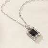 New Silver Color Stainless Steel Necklaces for Women Fashion Luxury Zircon Square Pendant Necklace Jewelry Clavicle Chain