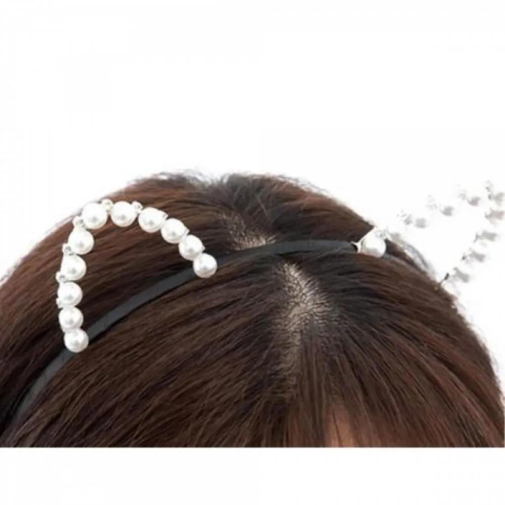 Pearl-decorated cat ear headband, cute headband, birthday event, party supplies, party headband