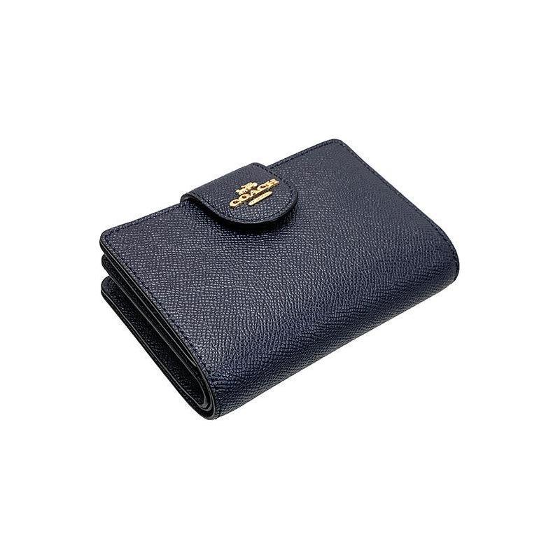 Coach Corner Zip 13 Snap Storage Leather Card Holder Wallet Medium Women's Night Blue