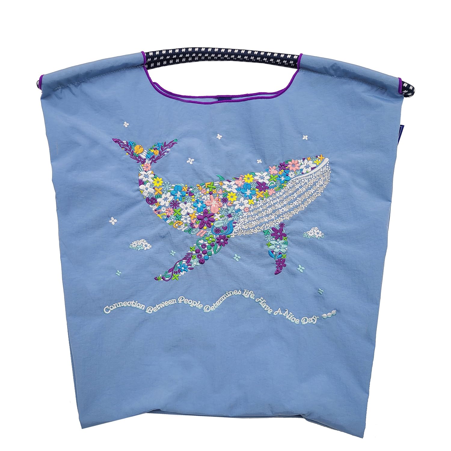 

Ball and Chain Genuine Product M Size FLOWER WHALE Bag Shopping Bag Eco Bag Tote Bag Shoulder Embroidery 301054 [Ball & Chain] Z.BLUE (Z.BLUE, M)
