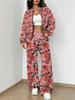 Simple Graffiti New Autumn And Winter New European And American Women'S Clothing Flower Printing Suit Women