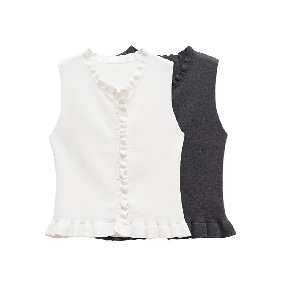 

2025 Spring/Summer Women s Sweet Layered Sleeveless Slim Fit Top Small белый