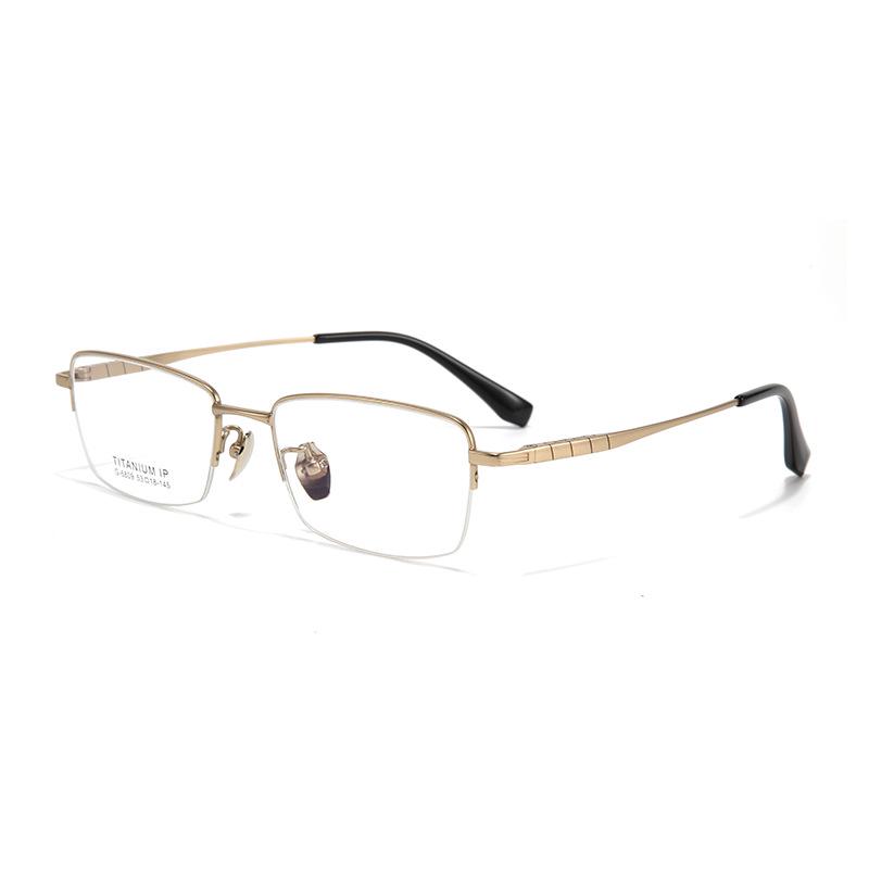 Premium Men's Half-Titanium Business Eyeglass Frames - Comfortable & Compatible with Myopia/Presbyopia Lenses