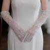 Stylish Lace and Pearls Long Gloves Designed For Ladies Music Festival Outfit Wedding Gown Accessories