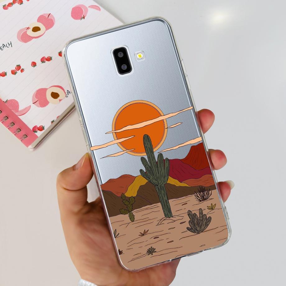 Silicone Phone Case For Samsung Galaxy J4 J6 Plus J8 2018 Oil Flower Fashion Soft Back Cover On Samsung J6 2018 J6+ J610F Case
