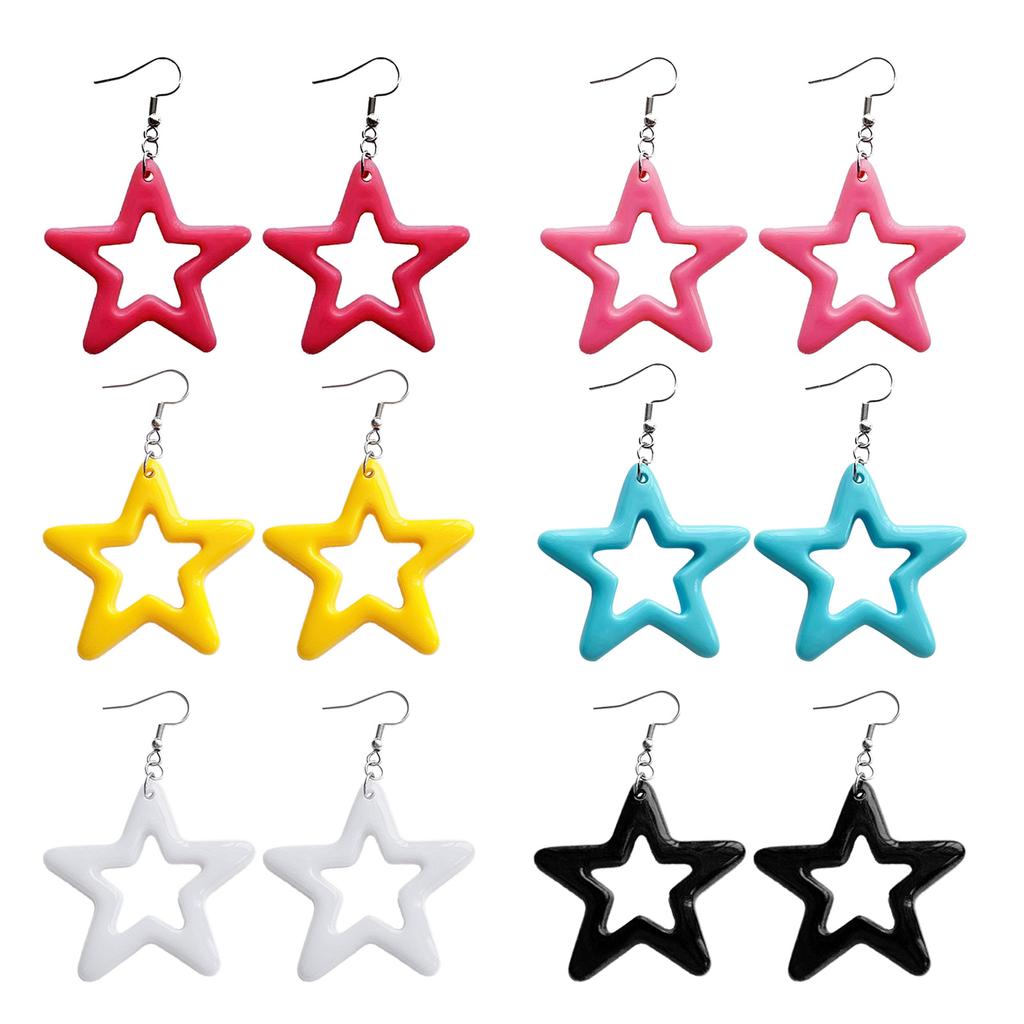 Y2K Style Dangle Earrings Simple Hollow Acrylic Star Pendant Drop Earrings Statement Jewelry Fashion Small Hoop Earrings