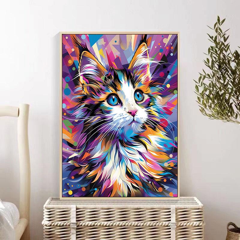 5d DIY Diamond Painting Cross Stitch Watercolor Animal Cat Diamond Embroidery Mosaic Full Round Drill Home Decor Arts
