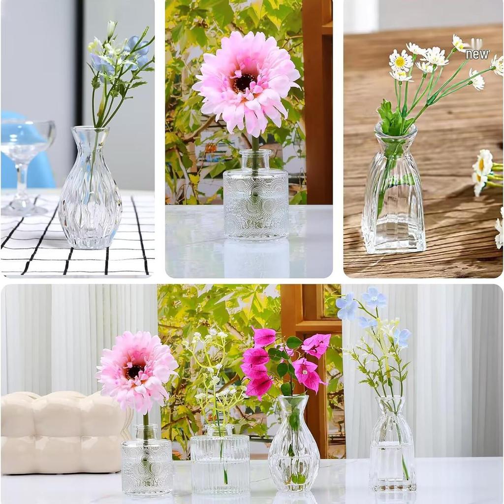 Retro Französisch-Amerikanische Mini-Glasvase für Trockenblumen & Grünzeug