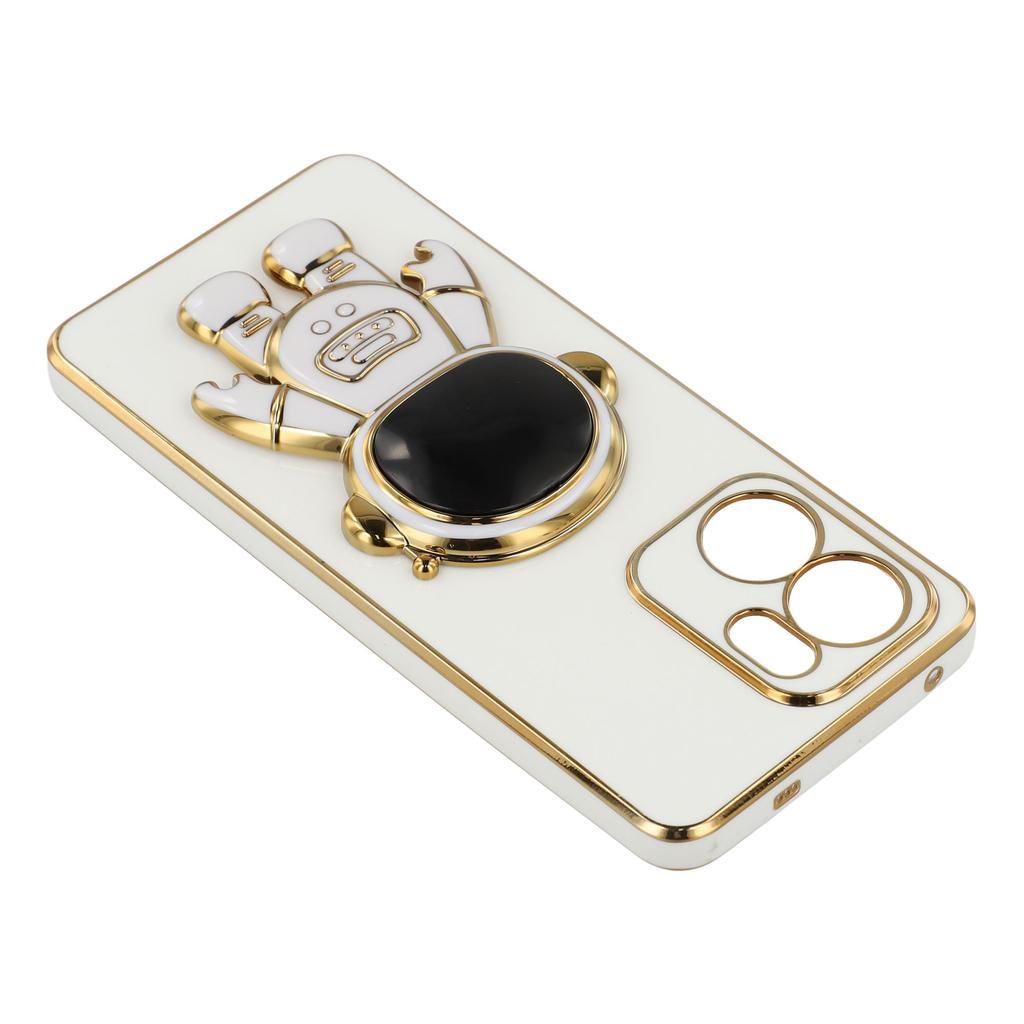 For Oppo Reno13 F 4G/5G Case Electroplating Soft TPU Phone Cover with Astronaut Hidden Kickstand
