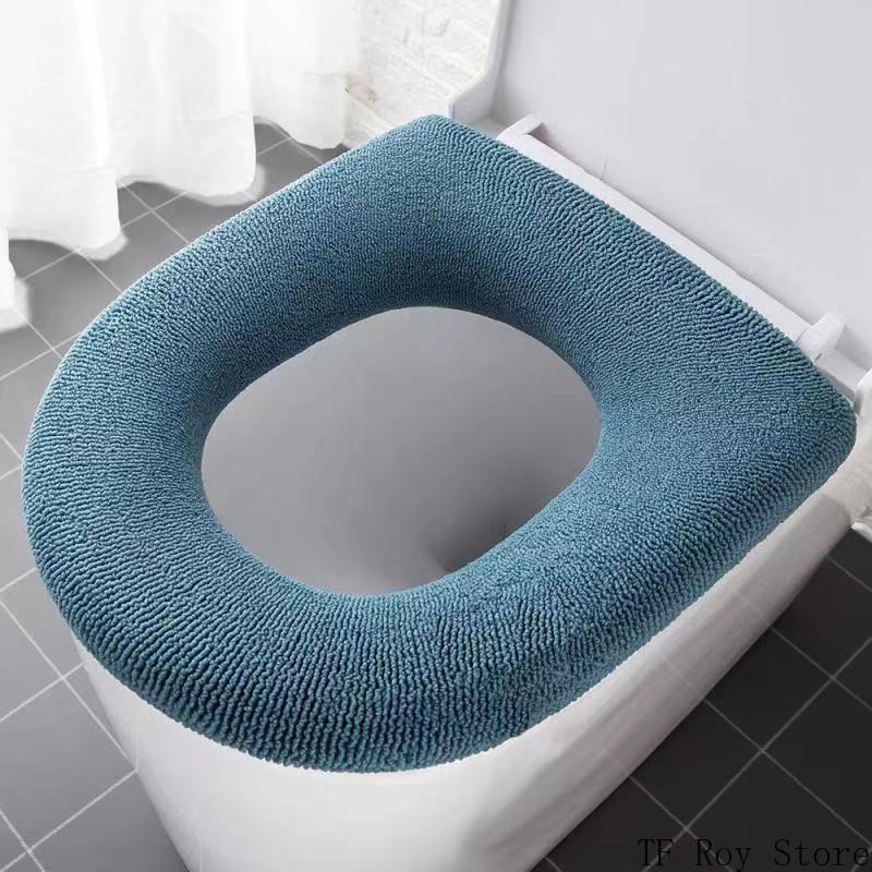 Pure Color Toilet Seat Cushion Pad Universal Soft Warm Washable Toilet Seat Cover Closestool Mat Bathroom Toilet Accessories