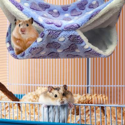 Double Layered Hamster Cage Sleeping Hammock Print Guinea Pig Clothes Bed Rodent Hammock Cage Little House