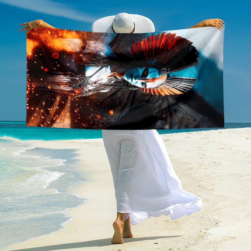 1Pc Avatar Blue Warrior Beach Towel Microfiber Beach Towel Thin Absorbent For Beach Swimming Yoga Bath Sports 0917284