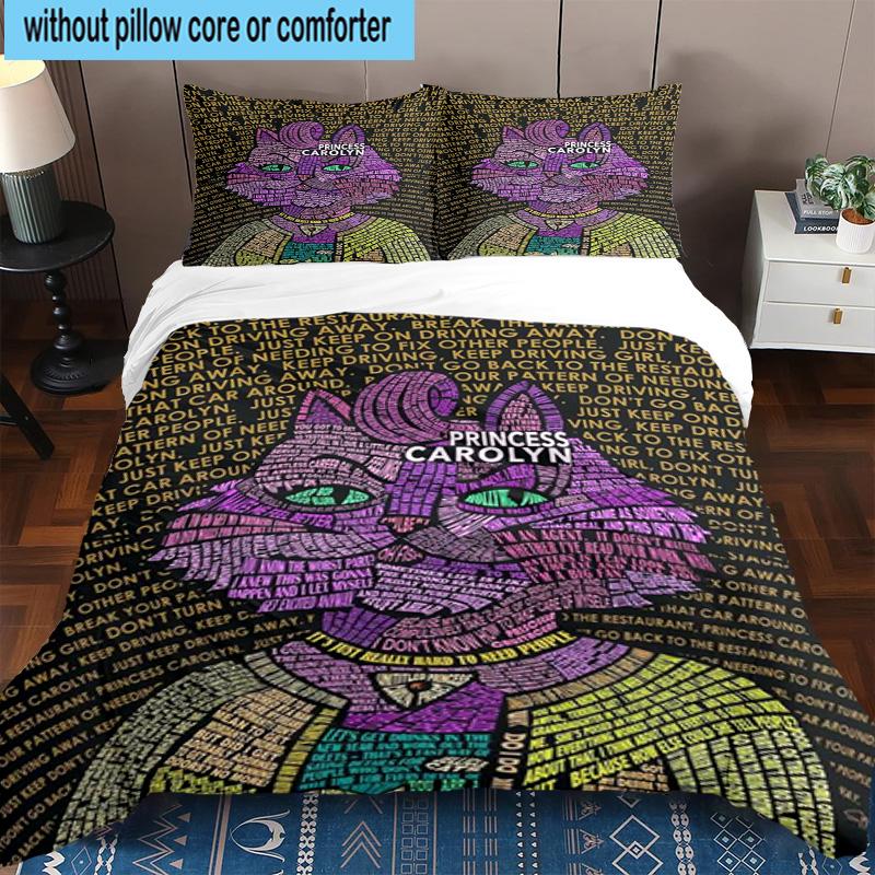 3PCS Pink Cat Man Horse 3pcs Bedding,Including 3PCS Duvet Cover And 2pcs Pillowcases Perfect for Christmas,Ideal for Bedroom, Dormitory