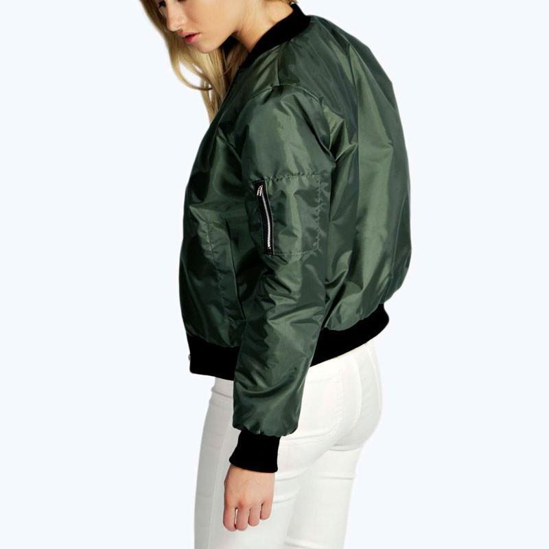 

Женское пальто, осенне-зимняя куртка, однотонная модная куртка на молнии, бейсбольная куртка XXXXL армия зеленый