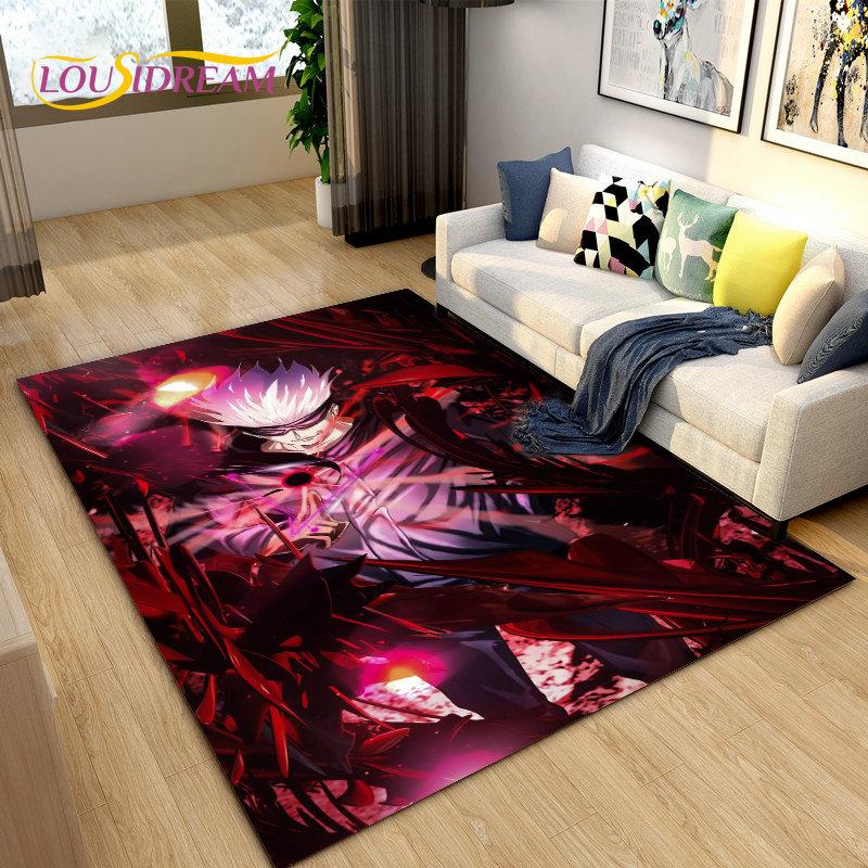 Jujutsu Kaisen Anime Cartoon Area Rug,Carpets Rug for Living Room Bedroom Sofa Doormat Decoration,Kids Play Non-slip Floor Mat