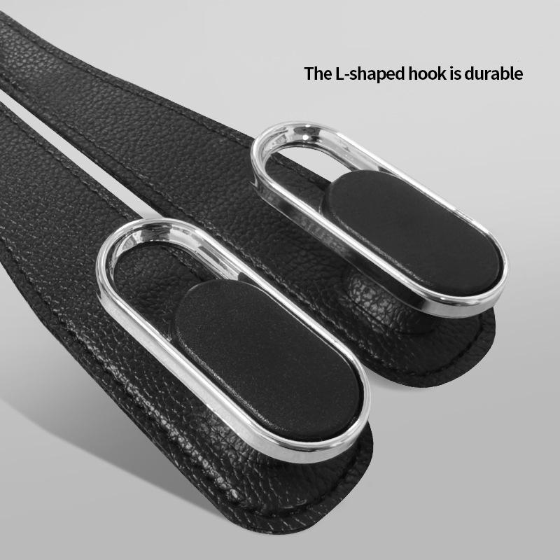 4Pcs 2 in 1 Car Headrest Hook PU Leather Rear Seat Hanging Dual Hook 20KG Large Load-Bearing Alloy Hook Hanger Universal