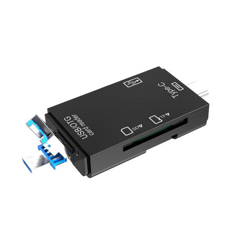 6 in 1 Type C/USB Card Reader 6 Port USB Disk Micro SD TF Memory Card Writer Mobile Phone Adapter Laptop Computer USB Extender