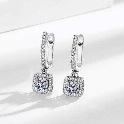 Mode Glänzende Quadratische Tasche Zirkon Ohrringe Damen Britische Ohrclips Leichter Luxus Pendler Ohrschmuck