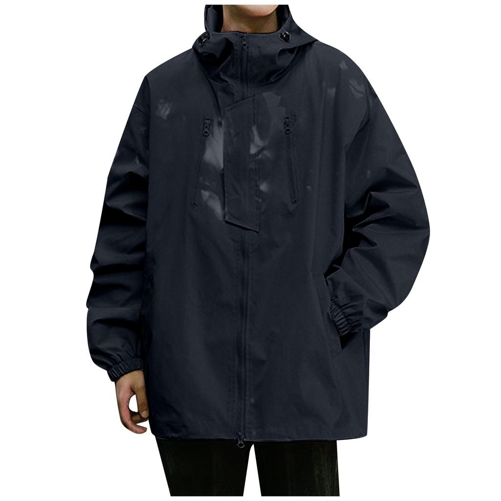 Men's Casual Sports Jacket Lightweight Hooded Hiking Golf Raincoats With Pockets