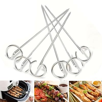 10Pcs Vertical Grill Skewers Stainless Steel Rotisserie Rack Kebab Skewers BBQ Kebab Sticks Easy Maintenance Grill Tools
