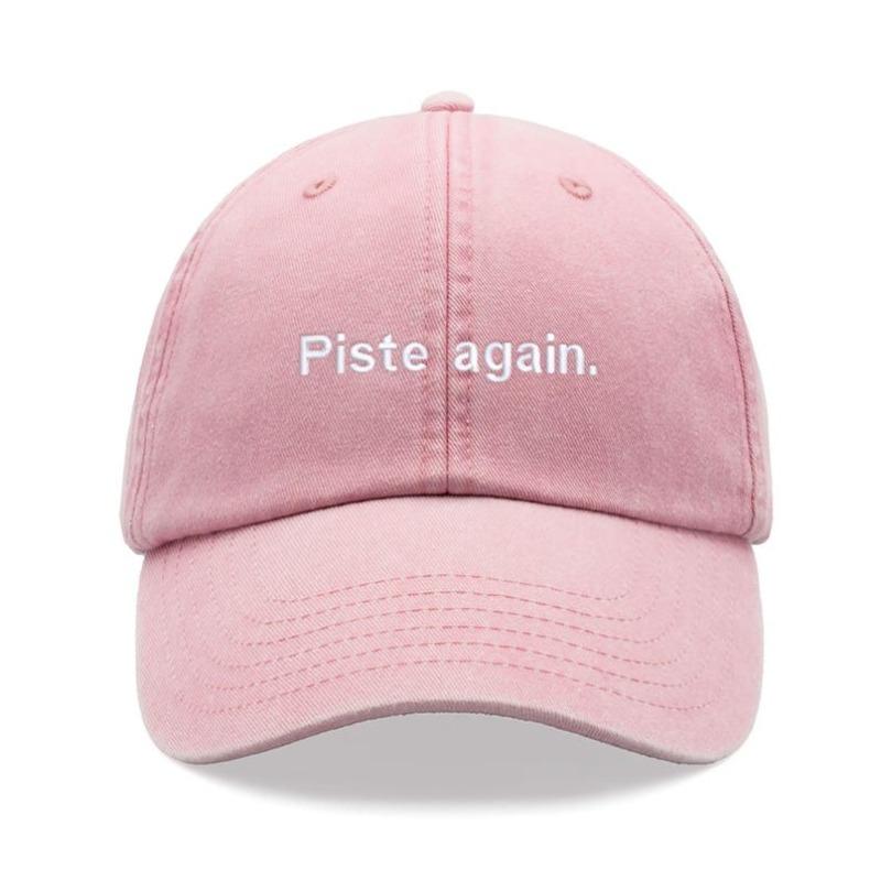 1pc Piste Again Printed Retro Style Washed Baseball Cap for Women,outdoor Leisure Distressed Sun Cap for Casual Wear,beach Party