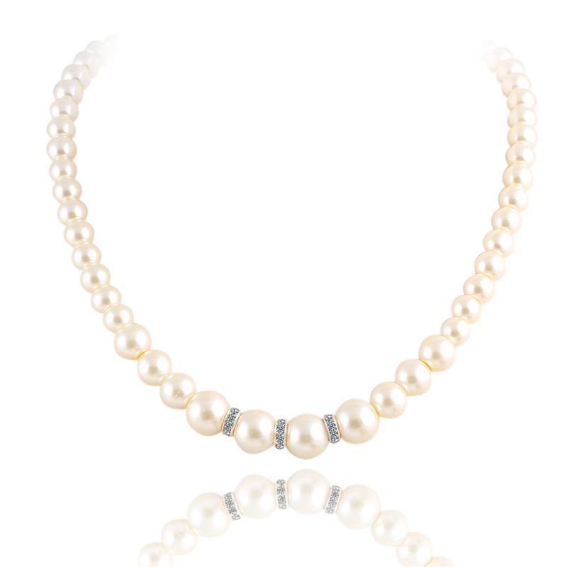 Klasický dámský šarm perleťový náhrdelník náušnice náramek dámská nevěsta luxusní party šperků